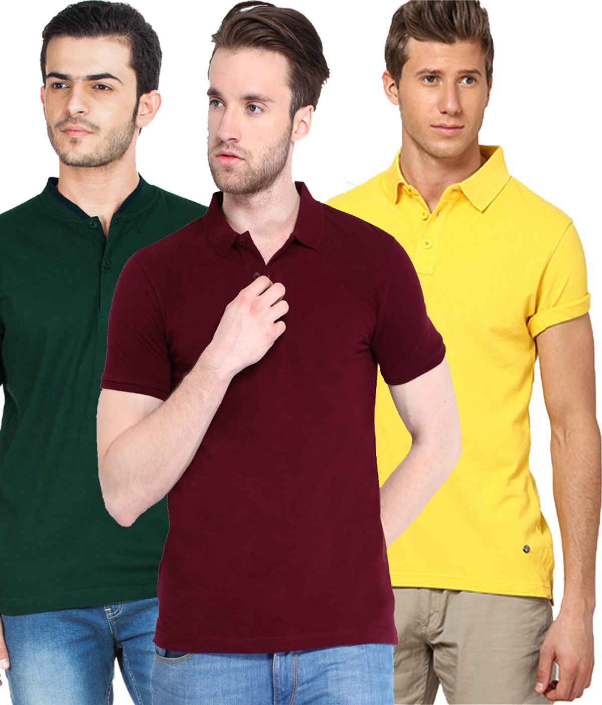 Poly Cotton Solid Half Sleeves Mens Polo T-shirt (Pack of 3)