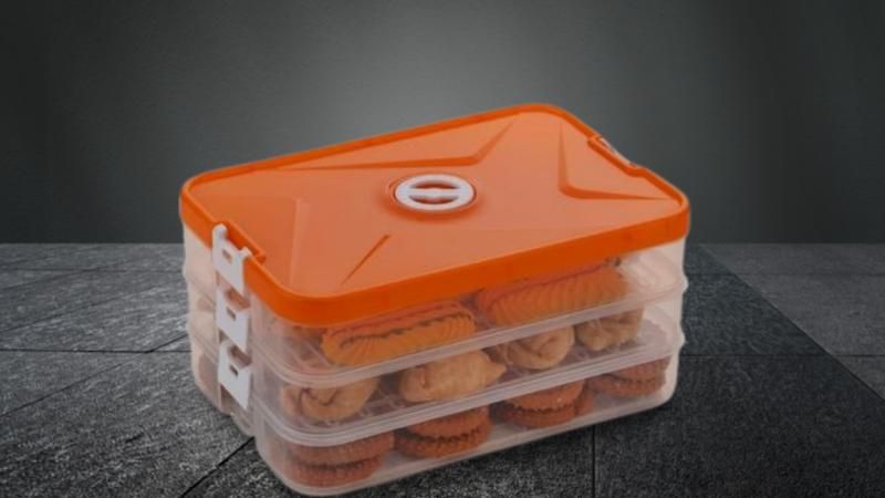 3 Layer Container With Removable Drain Plate & Lid Stackable