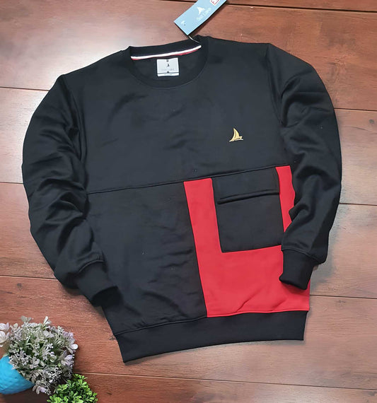 Men Fleece Color Block Full Sleeves Sweatshirt